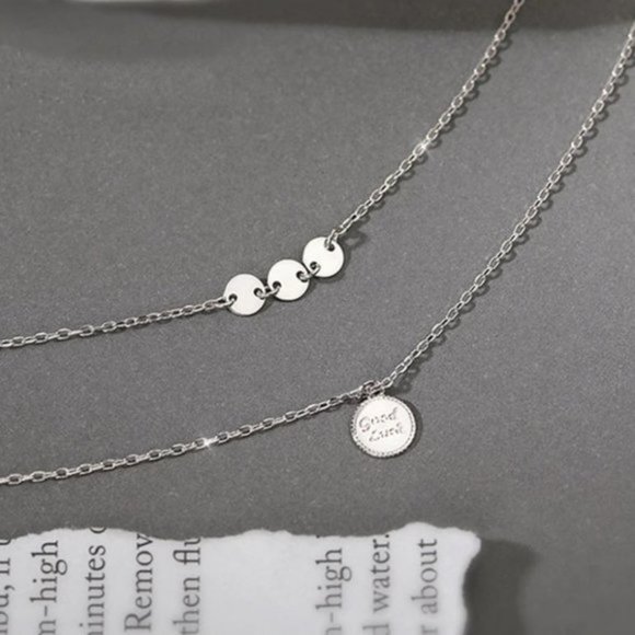 *925 Sterling Silver Coin Drop Layered Necklace - Picture 11 of 13